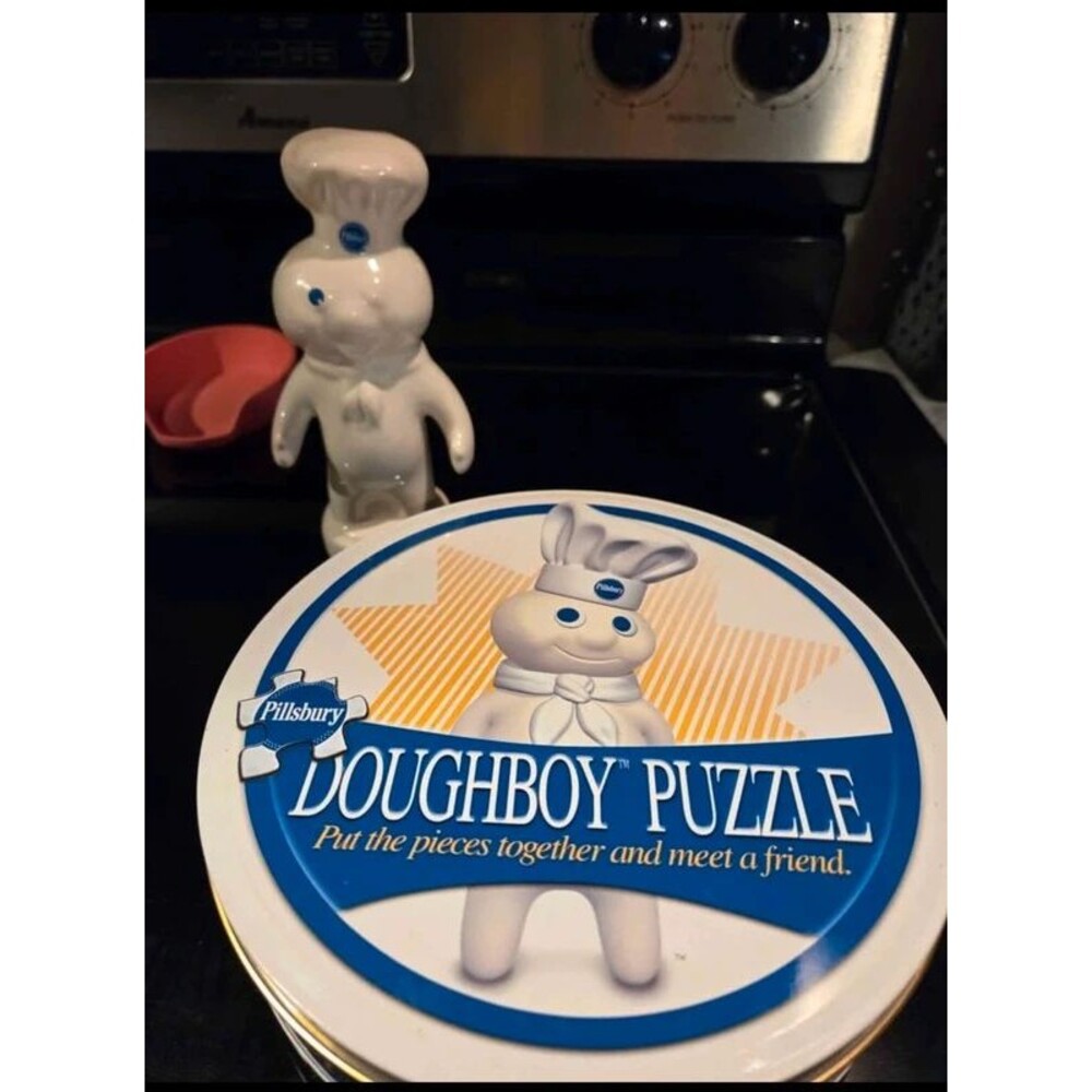 Pillsbury Doughboy Collectible Lot - Puzzle, Ceramic Bank, and Bag Clip